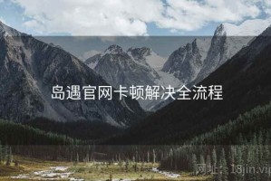 岛遇官网卡顿解决全流程